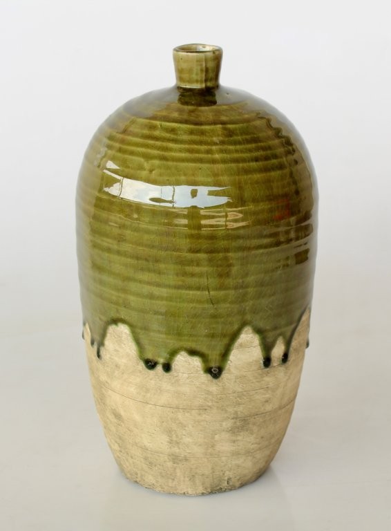 Large Green & Natural Jar